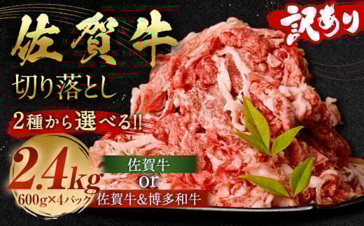 訳あり 佐賀牛 ＆ 博多和牛 切り落とし 2.4kg（各600g×2パック）【2025年12月発送予定】国産 和牛 牛肉 お肉 肉 冷凍