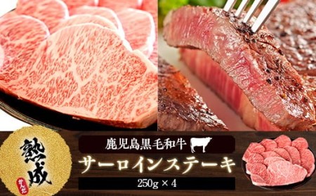 鹿児島県産黒毛和牛ｻｰﾛｲﾝｽﾃｰｷ 1kg 名産鹿児島和牛かんだ本店 鹿児島 黒毛和牛 和牛 サーロイン ステーキ 自社農場 JS-210