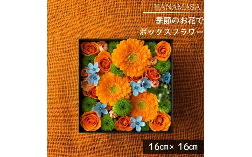季節のお花でボックスアレンジメント（16cm×16cm）【 神奈川県 小田原市 】 142069_BN035