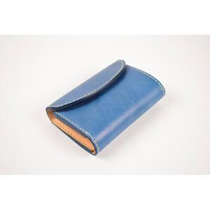 【minca】栃木レザーの三つ折り財布 ミドルサイズ ハンドステッチ滑らかな手触り/Middle wallet 01/ブルー　518【雑貨 ファッション 人気 おすすめ 】