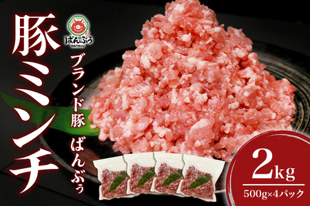 ブランド豚「ばんぶぅ」小分け ミンチ 2kg（500g×4パック） 冷凍便 2キロ たっぷり 豚肉 豚ミンチ 豚ひき肉 豚挽き肉 豚挽肉 キーマカレー ミンチカツ メンチカツ ハンバーグ 餃子 ギョウ