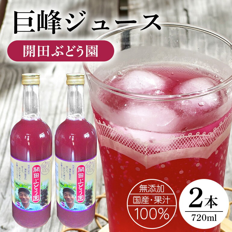 【ふるさと納税】 巨峰ジュース ぶどう ジュース 720ml×2本 巨峰 ぶどうジュース 葡萄 ドリンク セット （開田ぶどう園） グレープ グレープジュース ストレート 果汁100％ フルーツ 果物 くだもの 原液 国産 飲料 清涼飲料 健康 家族向け 茨城県 石岡市 (A01-016)