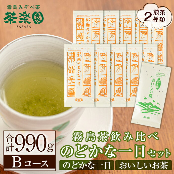 【ふるさと納税】霧島茶のどかな一日2種セットBコース(合計990g)国産 霧島産 お茶 茶葉 煎茶 緑茶 銘茶 詰め合わせ 詰合せ【茶楽園】