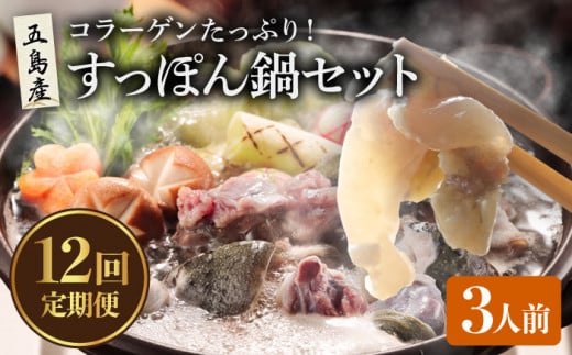 【12回定期便】すっぽん鍋 セット 3人前 五島市/丸隆すっぽん養殖場[PBL011] すっぽん すっぽん鍋 スッポン 鍋セット スープ国産 コラーゲン なべ 美容 お鍋