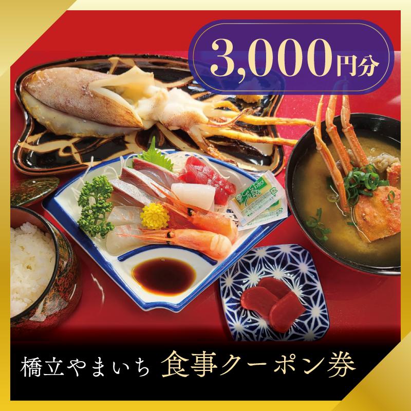 橋立やまいち 食事クーポン券 3,000円分 海鮮 鮮魚 魚料理 レストラン 食事処 ランチ 京都　宮津市