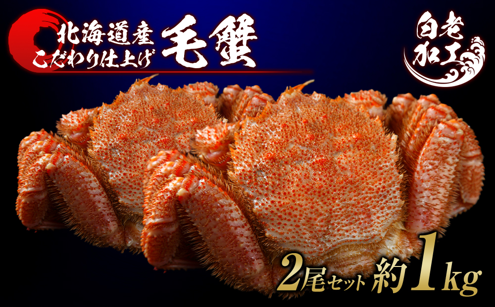 毛蟹 ボイル済み 冷凍 2尾セット 約1kg BM300