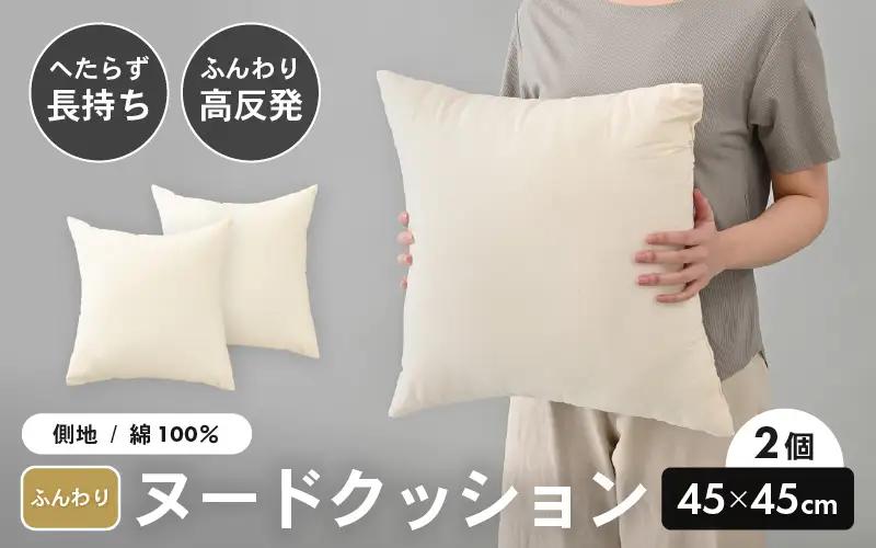 高反発！ふんわり柔め ヌードクッション 45cm角 クリスタ―綿（側キナリ）2個 [A-20426]