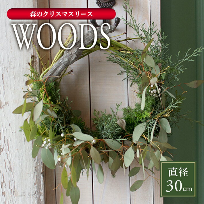 【ふるさと納税】森のクリスマスリース 2025「WOODS」 2025年11月21日〜12月20日にお届け ※着日指定不可 東北 山形県 酒田市 庄内 ナチュラルリース 通年 飾り 玄関 室内 ドライ 香り おうち時間 オーク サンゴミズキ 観葉植物 インテリアグリーン LotusGarden