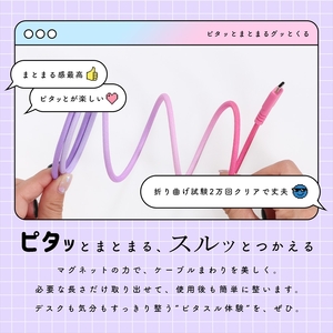 MOTTERU(モッテル) マグネットケーブル グラデーション PD240W対応 USB-C to USB-C 1m 磁力でまとまる 急速充電 データ転送 2年保証 ファジーネーブル (MOT-MGG