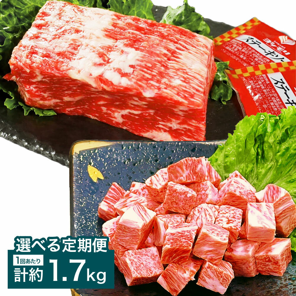 【ふるさと納税】＜選べる定期便＞【大容量！人気食べ比べセット！】おおいた和牛 サイコロステーキ・1ポンドブロックセット ステーキソース付 1回あたり計約1.7kg 各2パック 1ヶ月毎 2回 3回 6回 牛肉 お肉 赤身 ローストビーフ 焼肉 冷凍 国産 大分県産 竹田市 送料無料