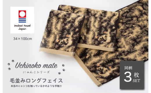 （今治タオルブランド認定品）Uchinoko mate にゃんこシリーズ 毛並みロングフェイスタオル３枚セット（錆／トーティシェル） [I004680FT3J] 今治タオル タオル フェイスタオル 大きめ 今治フェイスタオル 猫 ネコ ねこ 吸水 ギフト ギフトセット お祝い 贈り物 日本製 プレーリードッグ