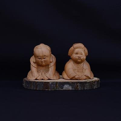 ふるさと納税 岸和田市 [(有)木下彫刻工芸]二福(大)彫刻置物2個セット