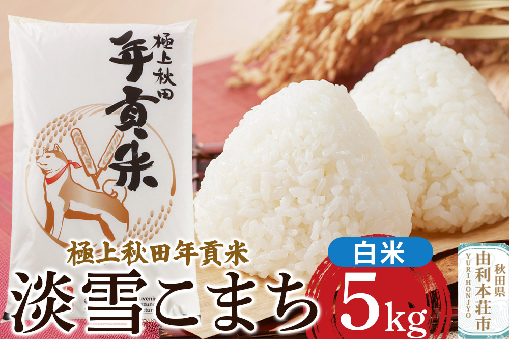 秋田県北秋鹿角産 極上秋田年貢米 淡雪こまち【白米】5kg