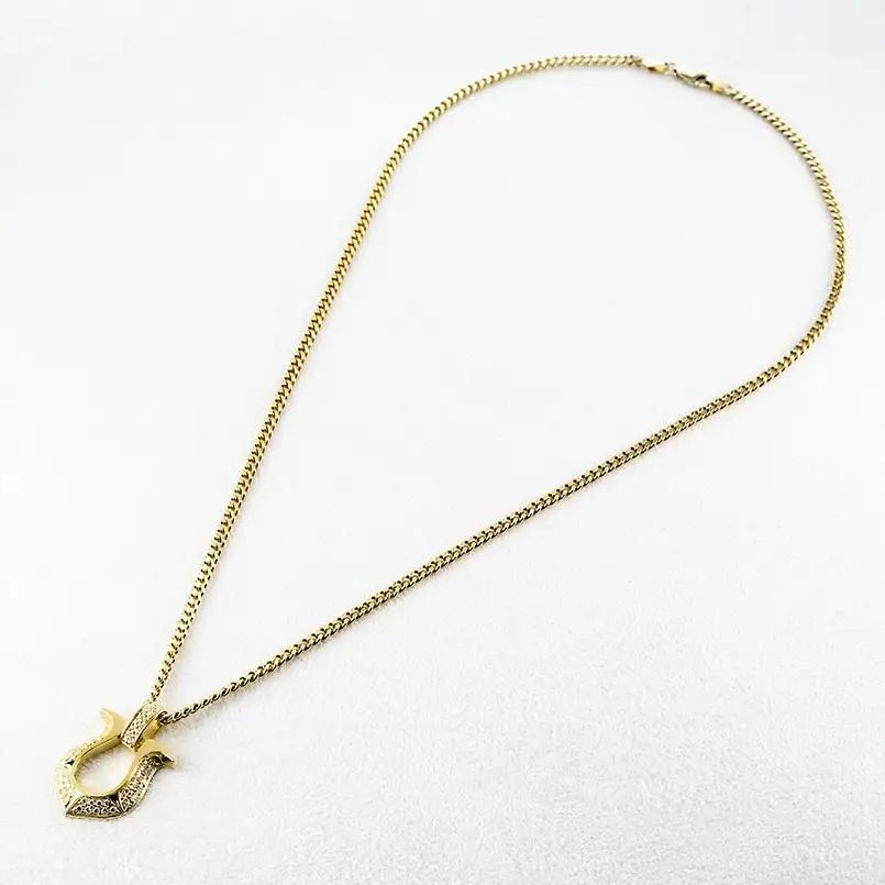 18金 ペンダントトップ メンズ 馬蹄 ネックレス ダイヤモンド 0.53ct ゴールド 18k ネックレス 大きめ 蹄鉄 バテイ ホースシュー イエローゴールドK18 190911100ym-ｇ S