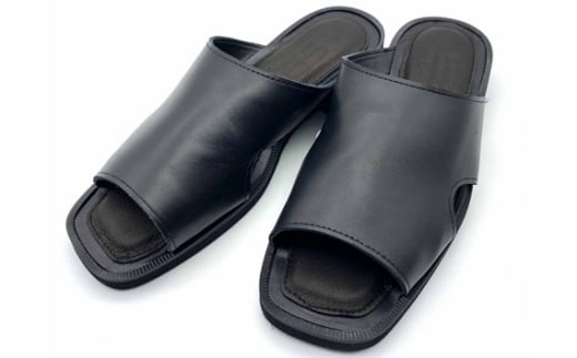 【ふるさと納税】WRAP SANDALS ブラック×ブラック×ブラック 25cm ／ みずしま加工 サンダル レザー 軽量 奈良県 御所市