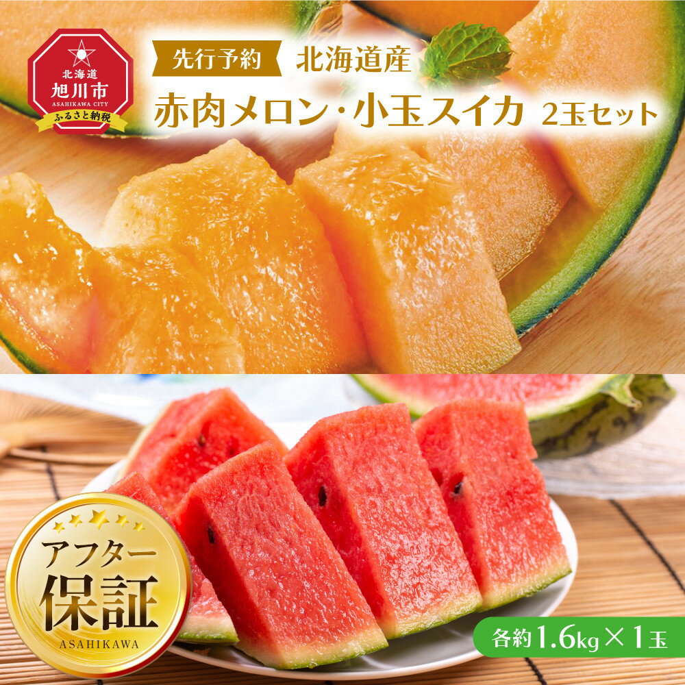 【ふるさと納税】【26年発送先行予約】北海道産赤肉メロン・小玉スイカ 2玉セット(各1.6kg×1玉) (2026年7月中旬から発送開始予定) _02064 | 赤肉メロン 甘い ギフト 贈答用