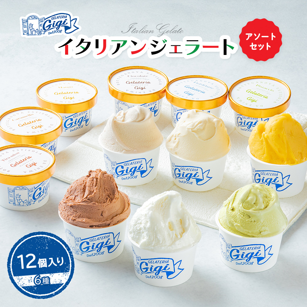 ジェラテリアGigiのイタリアンジェラート6種12個入アソートカップサイズ【43000101】