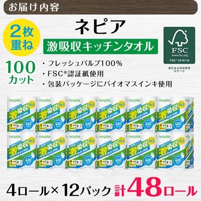 ふるさと納税 阿南市 ネピア激吸収キッチンタオル4ロール　2枚重ね　100カット　(12パック) |  | 02