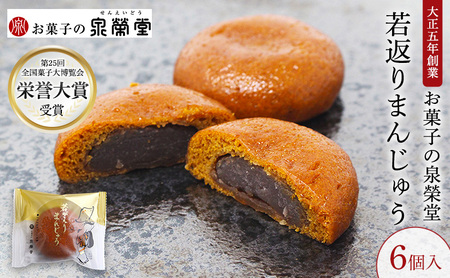 大正五年創業［お菓子の泉榮堂］若返りまんじゅう 6個入 しっとり もっちり 葛使用［第25回全国菓子大博覧会 栄誉大賞］【 和菓子 まんじゅう お菓子 スイーツ 秋田 羽後 】