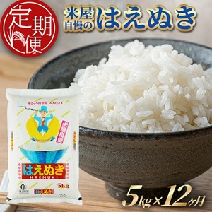 ST0009　【12回定期便】［精米］はえぬき　5kg×12回(計60kg) TO