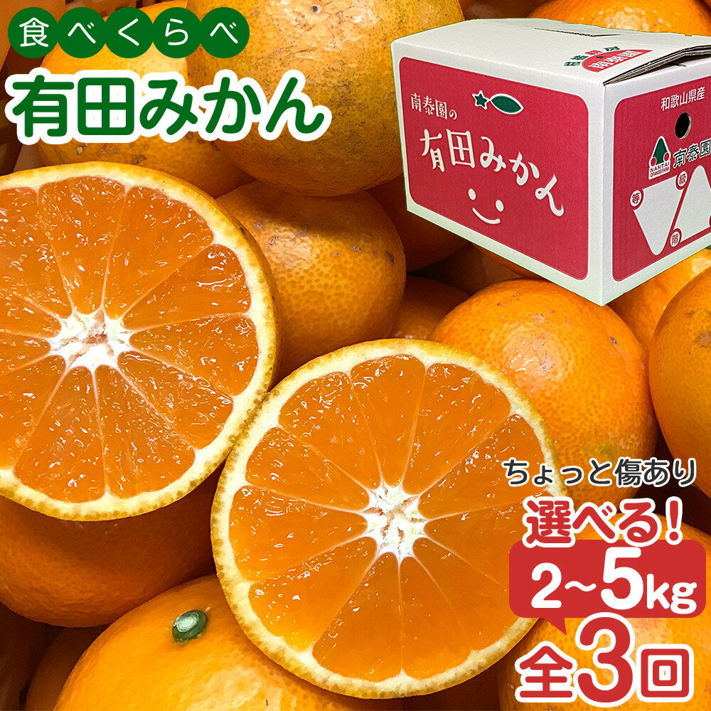 【ふるさと納税】【えらべる内容量（2kg・3kg・5kg）】定期便 ちょっと 傷あり 有田みかん 食べくらべ 3種 全3回 南泰園