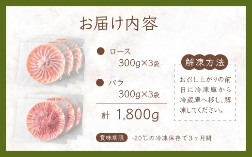 しゃぶしゃぶ 豚ロース＆豚バラセット 1800g | 豚肉 肉 こめこめ豚 モチモチ 甘い 豚ロース 豚バラ ロース バラ 国産 瞬間冷凍 真空パック 群馬県 前橋市