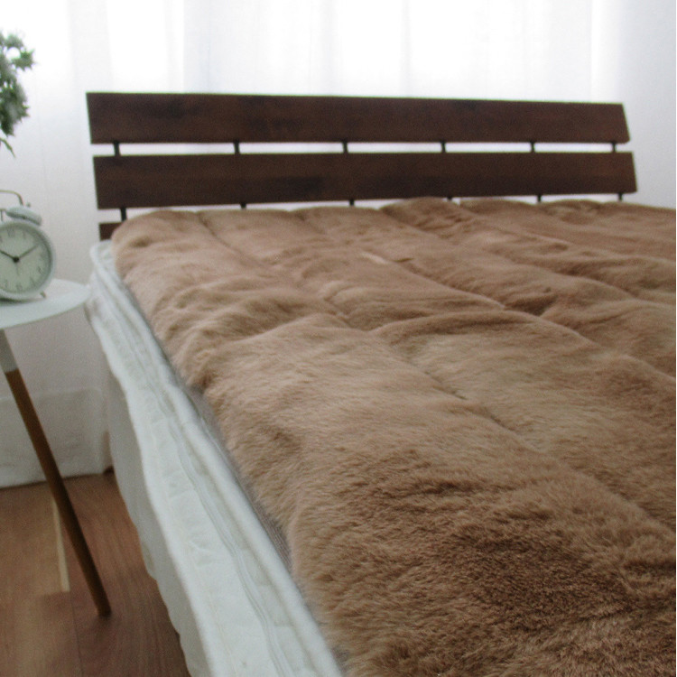 
日本製 ミンクファー調 敷きパッド シングル 100×205cm ブラウン MK-2 BR [1628]
