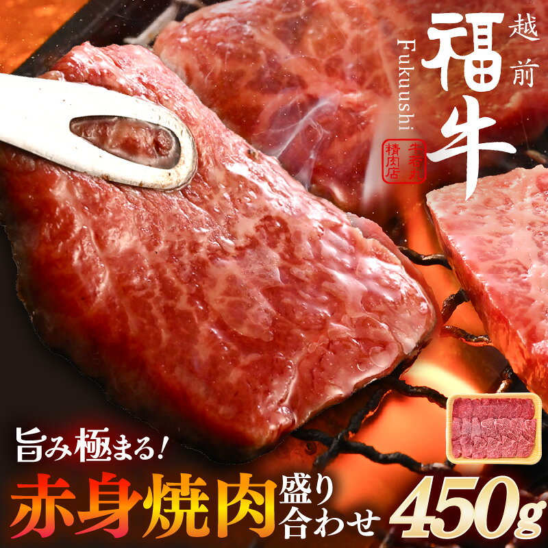 【ふるさと納税】 希少 越前福牛 旨み極まる 赤身焼肉盛り合わせ 450g 焼き肉 国産和牛 赤身肉 ブランド牛 赤身和牛 肉 牛 牛肉 キャンプ バーベキュー BBQ 冷凍 個包装 贈答 贈り物 ギフト
