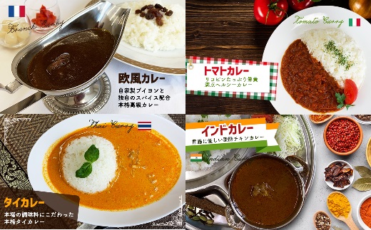 手作り！世界のカレー4種セット（各2食、計8食）[F4227]