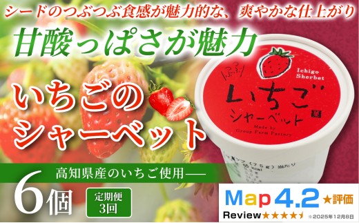 いちご シャーベット 18個 100ml×6個×3回定期便 アイスクリーム シャーベットアイス 人気 完熟 苺 イチゴ いちごアイス  果物 フルーツ 濃厚 お菓子 洋菓子  スイーツ デザート デザートカップ カップアイス ジェラート 手作り ホームパーティー バラエティ お取り寄せ おもてなし 詰め合わせ 贈り物 贈答 冷凍 ギフト プレゼント ロングセラー リピート 安芸市 高知県