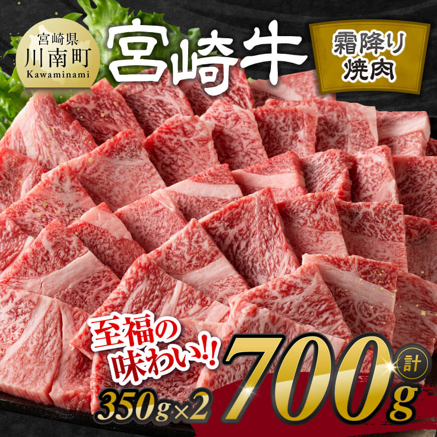 宮崎牛霜降り焼肉 700g (350g×2)　牛肉 宮崎牛[E11122]