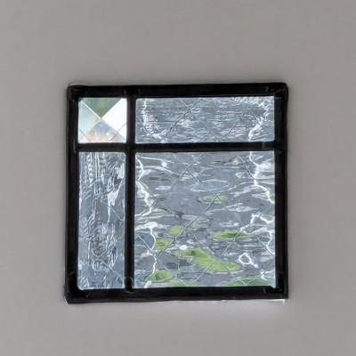 ふるさと納税 戸田市 ステンドグラスの小さなパネル(四角グレー)