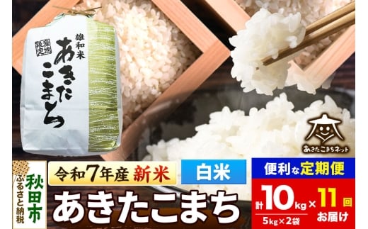 《令和7年産 新米受付》《定期便11ヶ月》あきたこまち 清流米 10kg(5kg×2袋)【白米】 秋田市雄和産