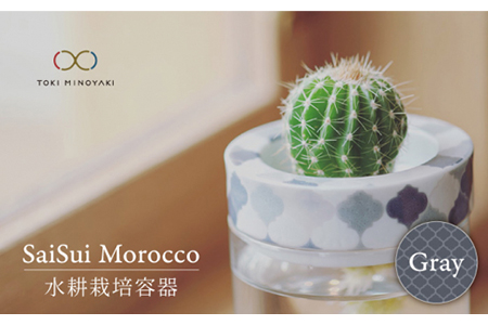 【美濃焼】SaiSui Morocco（Gray）【大東亜窯業】【TOKI MINOYAKI返礼品】≪土岐市≫ 鉢 プランター インテリア かわいい おしゃれ 園芸 ガラス 陶磁器 磁器 コンパクト 水耕栽培 観葉植物 グレー モロッカンタイル モロッコ 送料無料[MAG002]