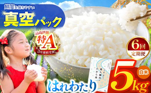 新米 鮮度を保ちやすい 真空パック ！【 6回定期便 】はれわたり 白米5kg | 米 おこめ お米 こめ コメ ごはん ご飯 白飯 ゴハン 白米 精米 特産 ブランド米 ライス 2026年産 令和8年度産 仕送り 国産 産地直送 定期便 定期  青森の旨い米グランプリ もっちり 甘み グランプリ 最優秀賞 獲得 水稲 宝精米所 青森県 六戸町