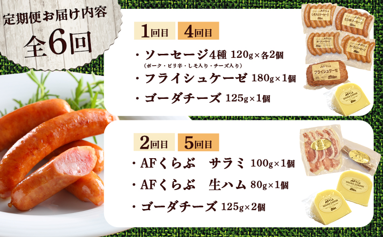 【定期便：全6回】 チーズ・ハム・ソーセージ 北海道 AFくらぶ 8種よくばりセット【17010AF0601】