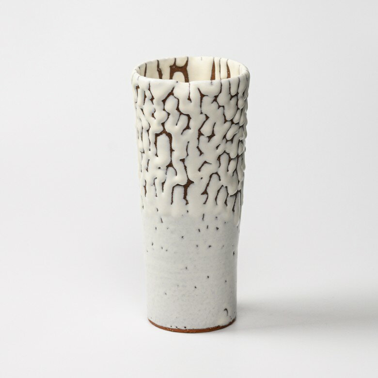 【ふるさと納税】伝統的工芸品 萩焼 花入れ（鬼白松筒形桂）・桐箱入