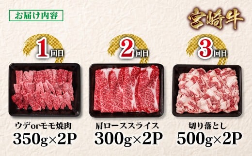 【定期便】宮崎牛 6回定期便 小分け ブランド牛 A４～A5等級 内閣総理大臣賞4連覇＜9-13＞焼き肉 すき焼き 牛肉 最高級黒毛和牛