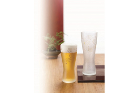 石塚硝子製 ペアグラス 泡づくりプレミアム桜M (ビアグラス310ml)｜ビールグラス ガラス コップ 食器 金彩 和モダン 高級感 逸品 和柄 日本製 ギフト さくら サクラ アデリア アデリア アデリア アデリア アデリア 石塚硝子 [0401]