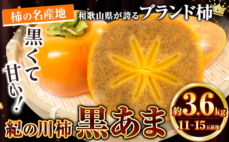 ＜先行予約＞紀の川市産 黒あま 種なし 約3.6kg（11〜15玉前後）4L〜2Lサイズ《2025年10月中旬-11月末頃出荷》和歌山県 紀の川市 たねなし柿 くろあま 高級 産地直送 かき 柿 カキ
