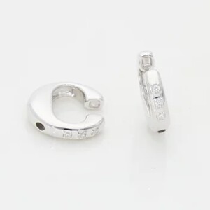 SV925 （ホワイトメッキ）イヤリングコンバーター　キュービックジルコニア付　 9000301755