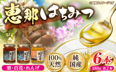 恵那蜂蜜 6本セット (蓮華蜂蜜・百花蜂蜜・栗蜂蜜180g×各2本) / 恵那市 / はち工房こうけつ [AUDF012]