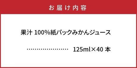 果汁100％紙パック みかんジュース 125ml×40本 【数量限定】_1521R
