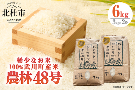 【令和7年度新米先行予約】【令和7年度米】山梨最大の米処　北杜市武川町産　幻の米　農林48号3kg×2袋 新米 粘り 甘味 冷めても美味しい 山梨最大の米処