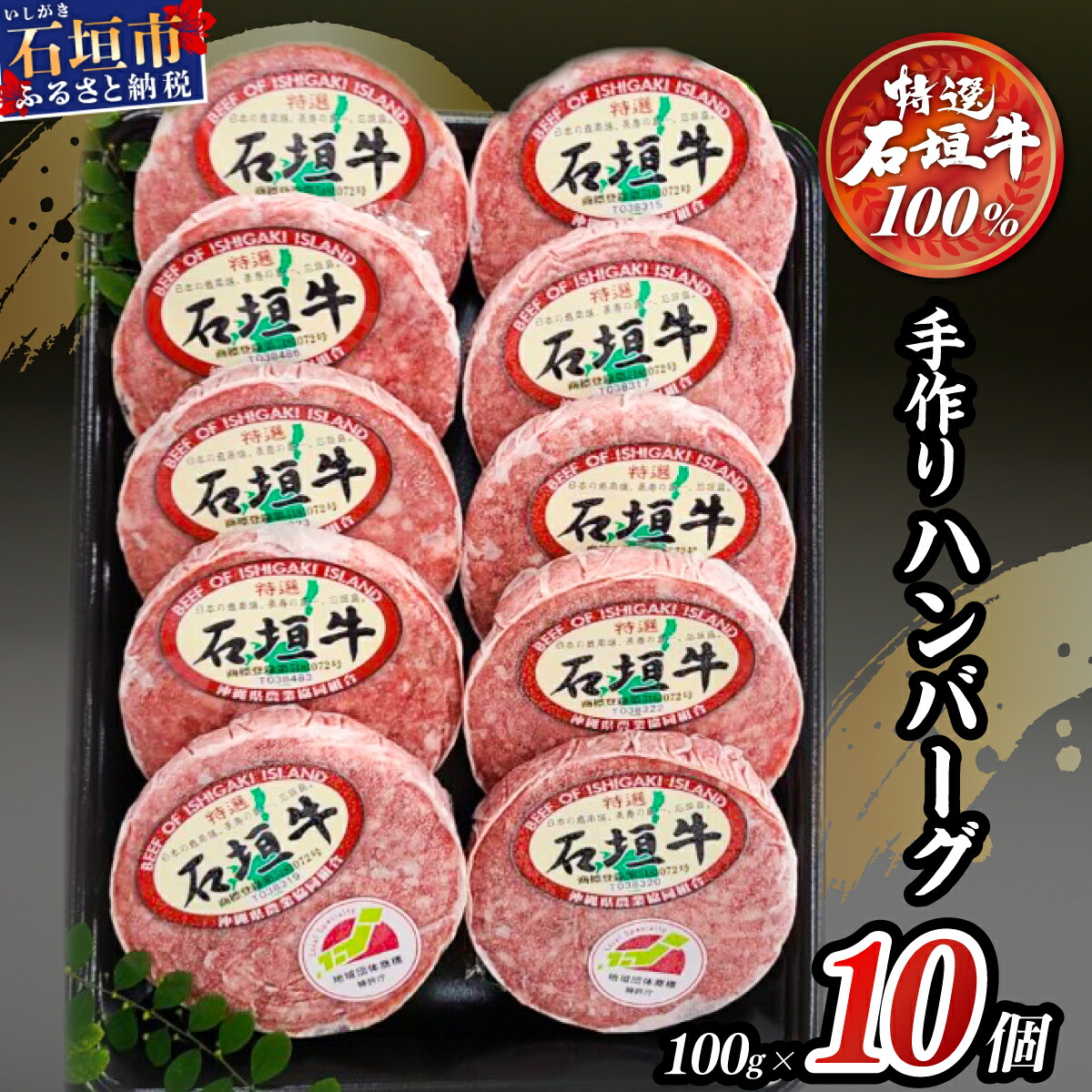 石垣牛 ハンバーグ セット (100g×10個)＜2025年10月発送＞【国産 石垣牛100% 沖縄 石垣島産 高級 黒毛和牛 ビーフ ハンバーグセット 】A-006-10