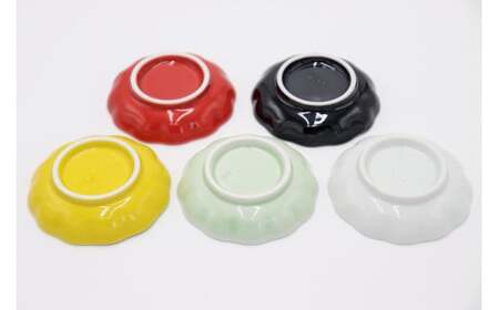 有田焼 利久窯 花真珠豆皿 5色セット  陶窯みかわや A35-152