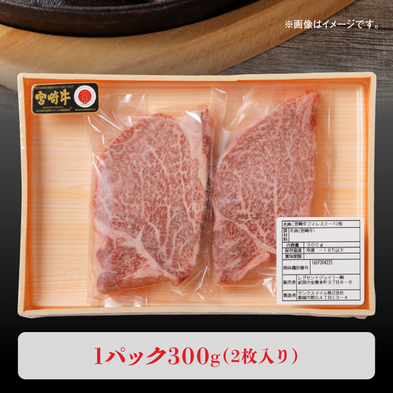宮崎牛 ヒレステーキ 2枚 300g　N0140-YB722