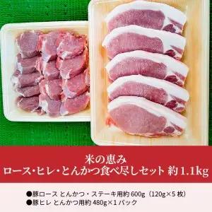 米の恵み　ロース・ヒレ・とんかつ食べ尽くしセット　約1.1kg A02023