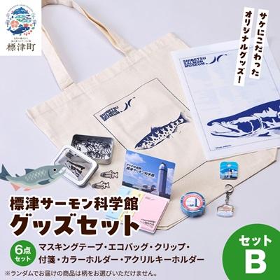 ふるさと納税 標津町 標津サーモン科学館グッズセットB　エコバッグ クリップ テープ 付箋 ファイル キーホルダー