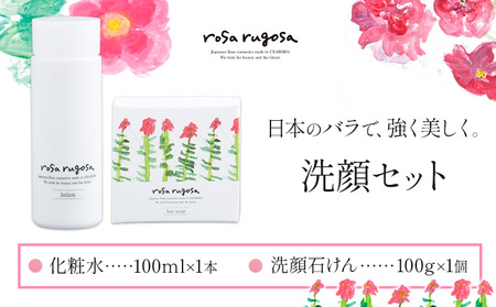 北海道産 天然 ハマナス 洗顔セット 化粧水 100ml 石鹸 100g ロサ・ルゴサ 保湿